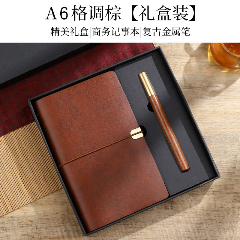 A6 strap hand ledger custom retro three-fold loose-leaf notebook campus student notepad cover logo custom