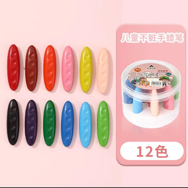 Children's plastic hole crayons to correct grip painting graffiti easy to color washable non-dirty hand crayons
