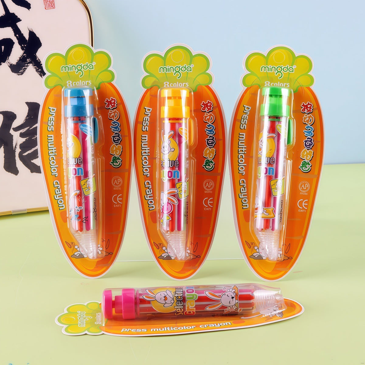 Mingda push crayon 678A multi-functional crayon 8-color crayon creative push multi-color student crayon