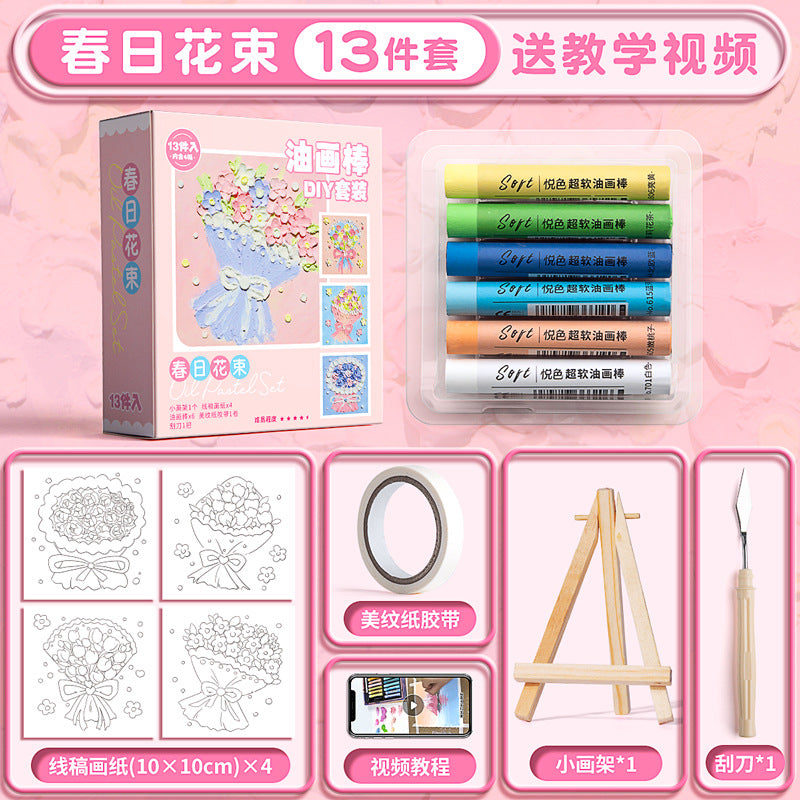 Oil Pastel Painting Paper Scraper Tool Set Kidsren's Painting Bag Student DIY Painting Heavy Color Soft Super Soft Crayon