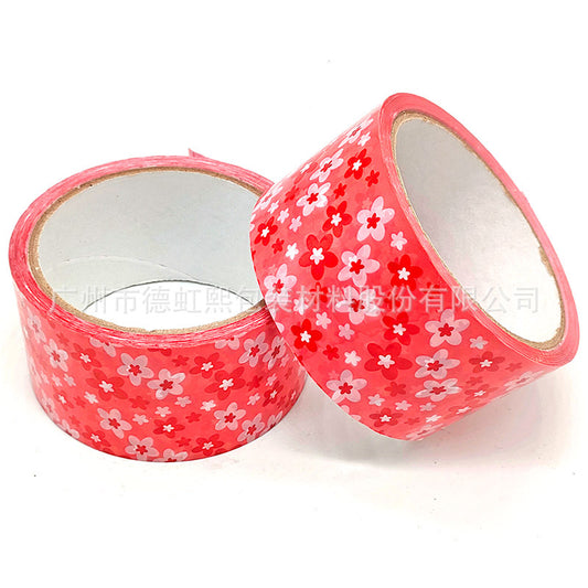 50mm wide creative red background white floral pattern kindergarten blackboard newspaper cultural and creative drawing edge tape sticker sealing tape