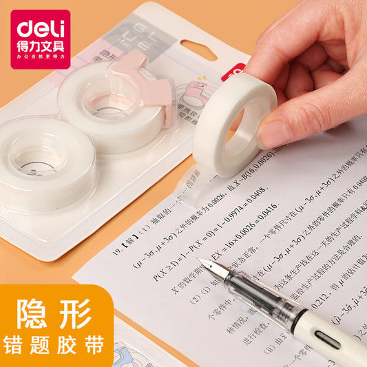 Deli Invisible Stationery Tape Set Students Use Copy Wrong Questions to Fix and Repair Photos Hand Tear Tape