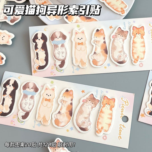 Cute Pet Special-Shaped Index Stickers, Cute and Good-Looking Labels, Sticky Notes, Student Catalog Classification Marks, Message Stickers