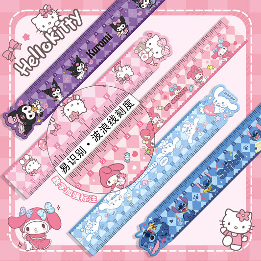 Cartoon Cute Sanrio Straight Ruler with High Appearance Value Kuromi Cinnamon Dog Acrylic 15cm for Primary School Students