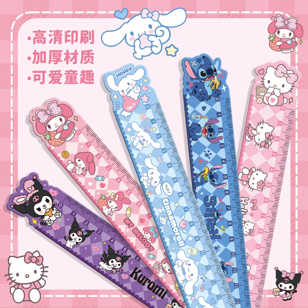 Cartoon Cute Sanrio Straight Ruler with High Appearance Value Kuromi Cinnamon Dog Acrylic 15cm for Primary School Students