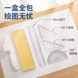Student drawing set ruler plastic ruler triangle ruler protractor set ruler learning stationery plastic boxed set ruler