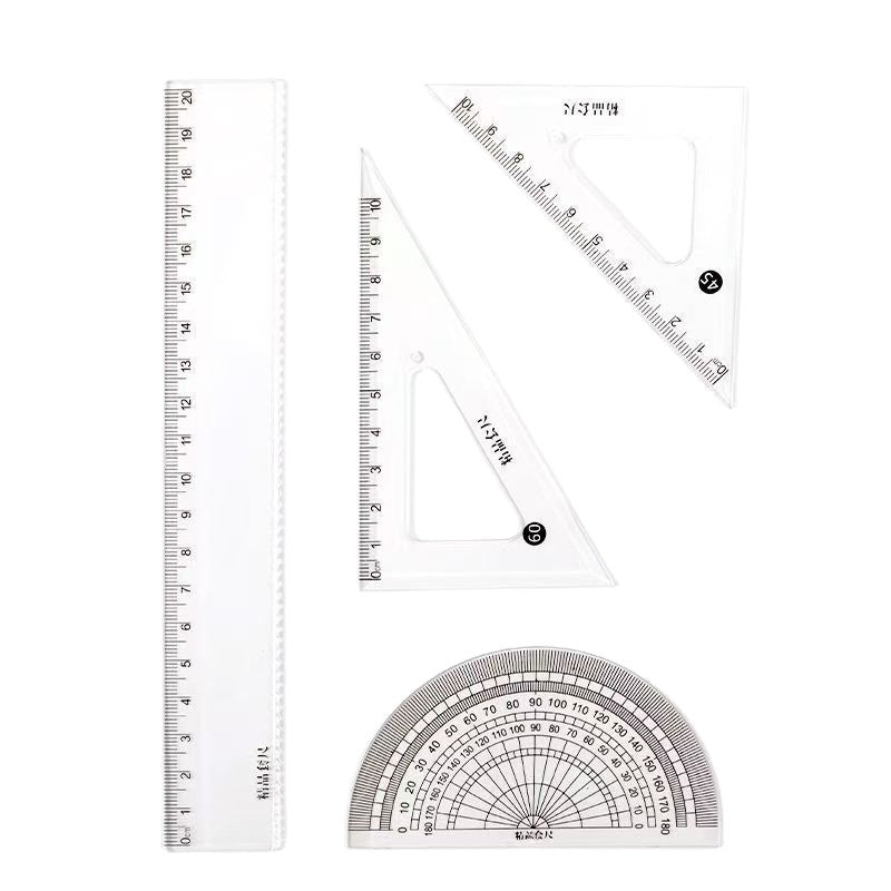 Student drawing set ruler plastic ruler triangle ruler protractor set ruler learning stationery plastic boxed set ruler