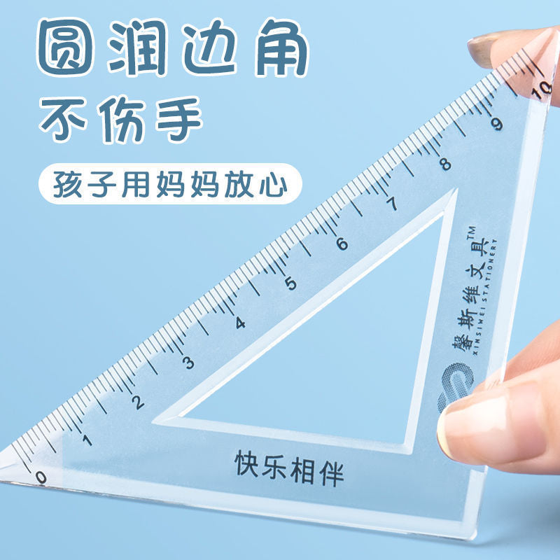 Student Set of Rulers 4-Piece Set Ruler 20cm Triangle Set Ruler Protractor Multi-Functional Primary School Student Macaron