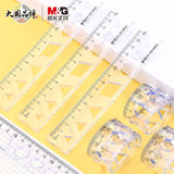 Morning Cg Light Soft Ruler with Wavy Lines 15cm 20cm Elementary School Student Stationery Set Multifunctional Transparent Plastic