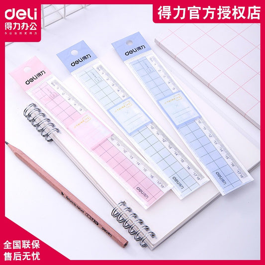 Deli 6235 ruler plastic 18cm cm with wave transparent ruler student stationery ruler drawing drawing