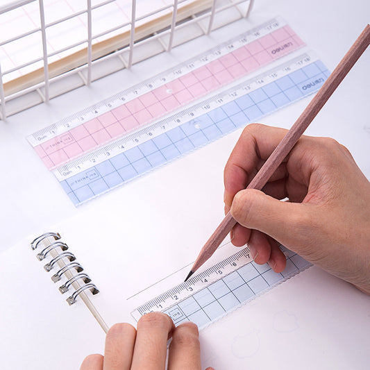 Deli 6235 ruler plastic 18cm cm with wave transparent ruler student stationery ruler drawing drawing