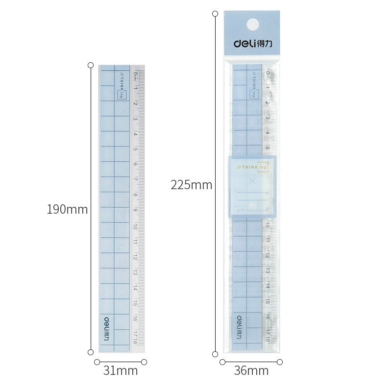 Deli 6235 ruler plastic 18cm cm with wave transparent ruler student stationery ruler drawing drawing