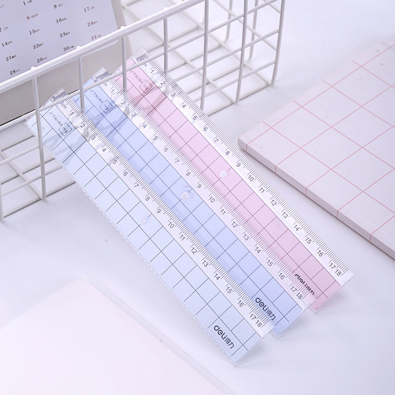Deli 6235 ruler plastic 18cm cm with wave transparent ruler student stationery ruler drawing drawing
