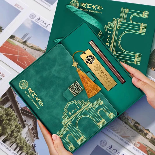 Xiamen University Notebook Gift Box Set Cultural and Creative Souvenirs Bookmarks School Event Gifts with Logo Printing