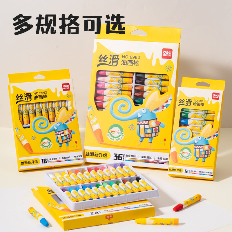 Deli 6961 Oil Pastel Children's Drawing Pen Set Crayons 12/18/24/36 Coloring Pens Wholesale
