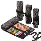 Handmade Canvas Pen Curtain 36/48/72 Holes Large Capacity Niche High-End Pencil Bag Student Sketch Stationery Cosmetics Bag