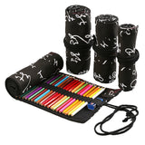 Handmade Canvas Pen Curtain 36/48/72 Holes Large Capacity Niche High-End Pencil Bag Student Sketch Stationery Cosmetics Bag
