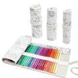 Handmade Canvas Pen Curtain 36/48/72 Holes Large Capacity Niche High-End Pencil Bag Student Sketch Stationery Cosmetics Bag