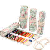 Handmade Canvas Pen Curtain 36/48/72 Holes Large Capacity Niche High-End Pencil Bag Student Sketch Stationery Cosmetics Bag