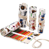 Handmade Canvas Pen Curtain 36/48/72 Holes Large Capacity Niche High-End Pencil Bag Student Sketch Stationery Cosmetics Bag