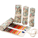 Handmade Canvas Pen Curtain 36/48/72 Holes Large Capacity Niche High-End Pencil Bag Student Sketch Stationery Cosmetics Bag