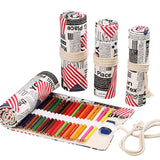 Handmade Canvas Pen Curtain 36/48/72 Holes Large Capacity Niche High-End Pencil Bag Student Sketch Stationery Cosmetics Bag