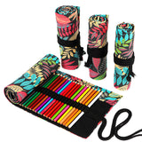 Handmade Canvas Pen Curtain 36/48/72 Holes Large Capacity Niche High-End Pencil Bag Student Sketch Stationery Cosmetics Bag