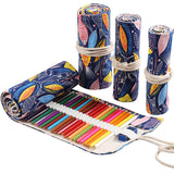 Handmade Canvas Pen Curtain 36/48/72 Holes Large Capacity Niche High-End Pencil Bag Student Sketch Stationery Cosmetics Bag
