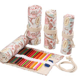 Handmade Canvas Pen Curtain 36/48/72 Holes Large Capacity Niche High-End Pencil Bag Student Sketch Stationery Cosmetics Bag