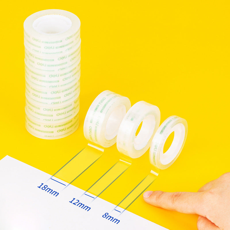Deli Stationery tape children's handmade adhesive tape 12mm students use transparent small adhesive tape hand tear thin adhesive tape wholesale