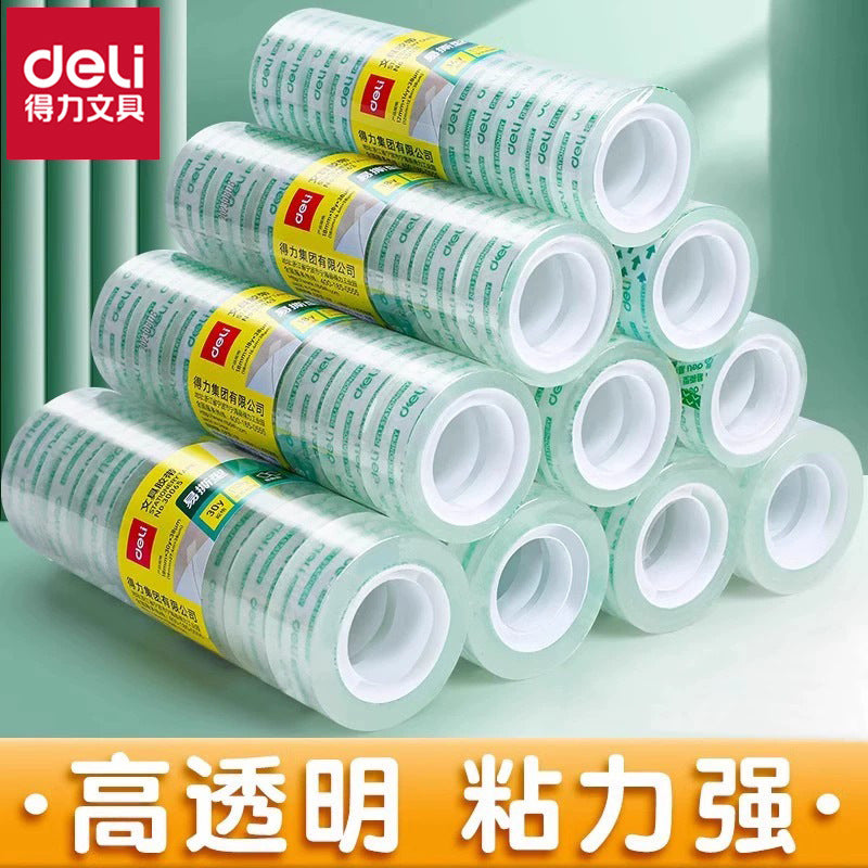 Deli Stationery tape children's handmade adhesive tape 12mm students use transparent small adhesive tape hand tear thin adhesive tape wholesale