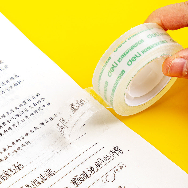 Deli Stationery tape children's handmade adhesive tape 12mm students use transparent small adhesive tape hand tear thin adhesive tape wholesale