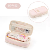 in stock Multi-layer Canvas Retractable Pencil Case Korean Simple High School Student Macaron Color-block Variable Large Capacity Pencil Case