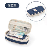 in stock Multi-layer Canvas Retractable Pencil Case Korean Simple High School Student Macaron Color-block Variable Large Capacity Pencil Case