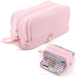 in stock Multi-layer Canvas Retractable Pencil Case Korean Simple High School Student Macaron Color-block Variable Large Capacity Pencil Case