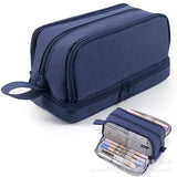 in stock Multi-layer Canvas Retractable Pencil Case Korean Simple High School Student Macaron Color-block Variable Large Capacity Pencil Case