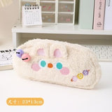Japanese-Style Cartoon Kt Cat Ear Plush Pencil Case, High-Capacity, High-Appearance Value, Suitable for Middle and High School Students