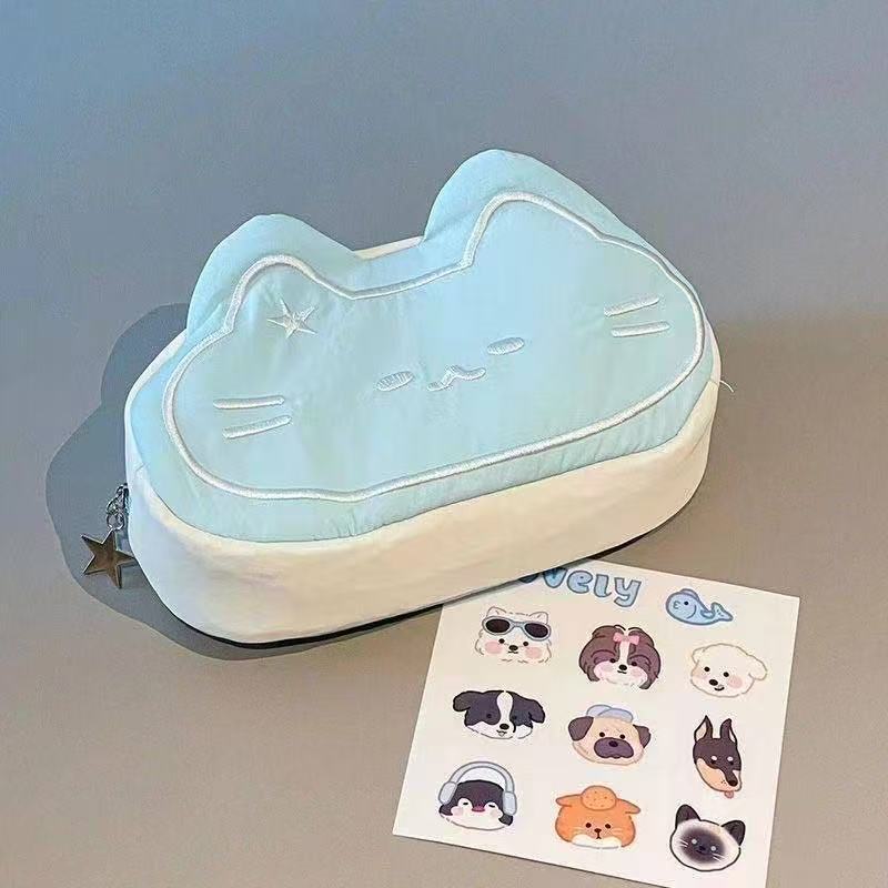 Japanese-Style Cartoon Kt Cat Ear Plush Pencil Case, High-Capacity, High-Appearance Value, Suitable for Middle and High School Students