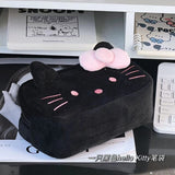 Japanese-Style Cartoon Kt Cat Ear Plush Pencil Case, High-Capacity, High-Appearance Value, Suitable for Middle and High School Students