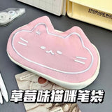 Japanese-Style Cartoon Kt Cat Ear Plush Pencil Case, High-Capacity, High-Appearance Value, Suitable for Middle and High School Students