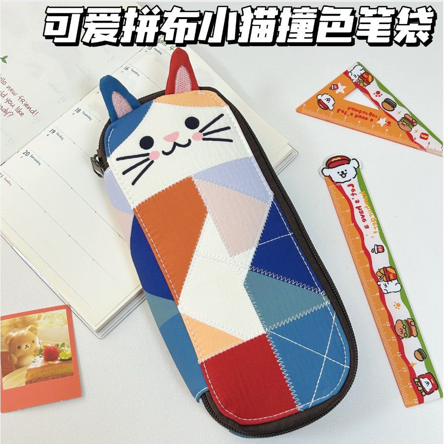 Japanese-Style Cartoon Kt Cat Ear Plush Pencil Case, High-Capacity, High-Appearance Value, Suitable for Middle and High School Students