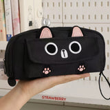 Japanese-Style Cartoon Kt Cat Ear Plush Pencil Case, High-Capacity, High-Appearance Value, Suitable for Middle and High School Students