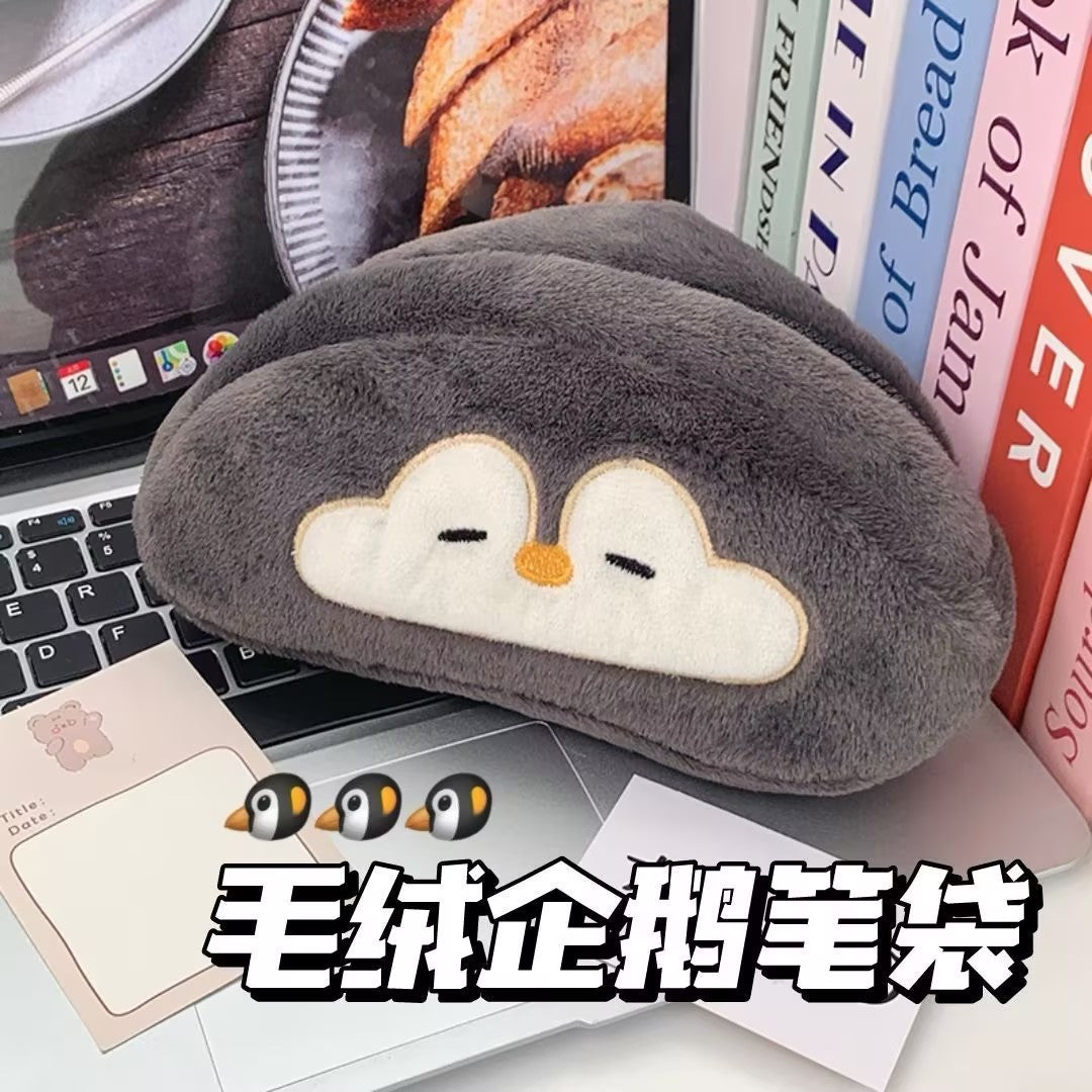 Japanese-Style Cartoon Kt Cat Ear Plush Pencil Case, High-Capacity, High-Appearance Value, Suitable for Middle and High School Students