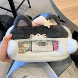 Japanese-Style Cartoon Kt Cat Ear Plush Pencil Case, High-Capacity, High-Appearance Value, Suitable for Middle and High School Students