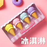 Creative modeling student rubber ice cream cake eraser set hamburger cartoon eraser Stationery Gift