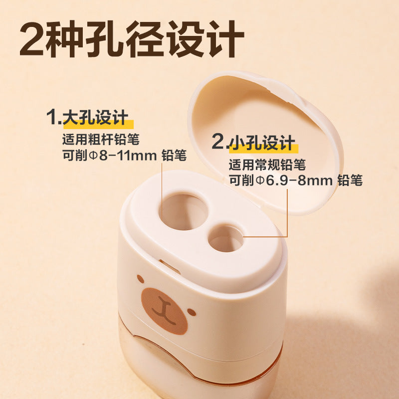 Efficient Pencil Sharpener with Three Holes for Different Thicknesses, Prevents Shavings from Flying, Suitable for Kindergarten and Elementary School Art Classes