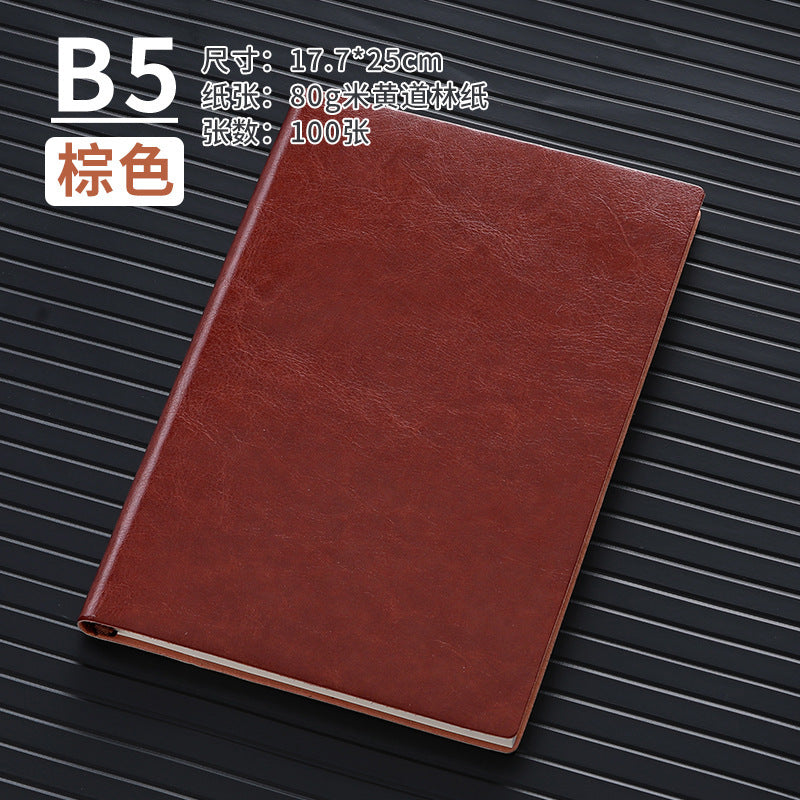 A5 business leather meeting notebook custom cover Logo classic pu notepad advertising gift box custom wholesale