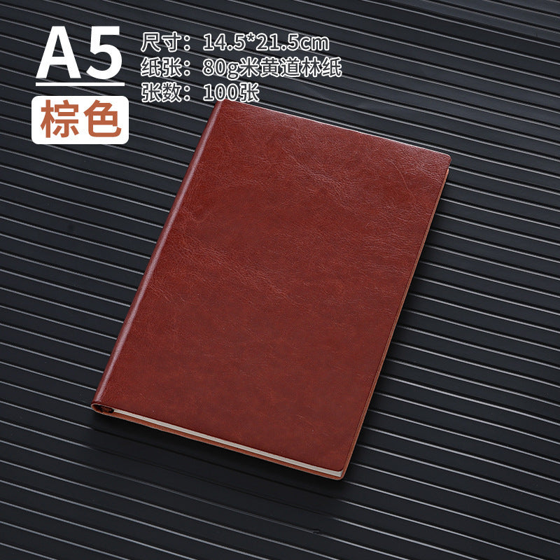 A5 business leather meeting notebook custom cover Logo classic pu notepad advertising gift box custom wholesale