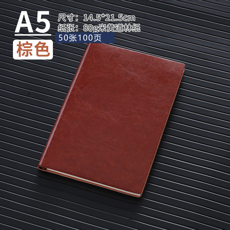 A5 business leather meeting notebook custom cover Logo classic pu notepad advertising gift box custom wholesale