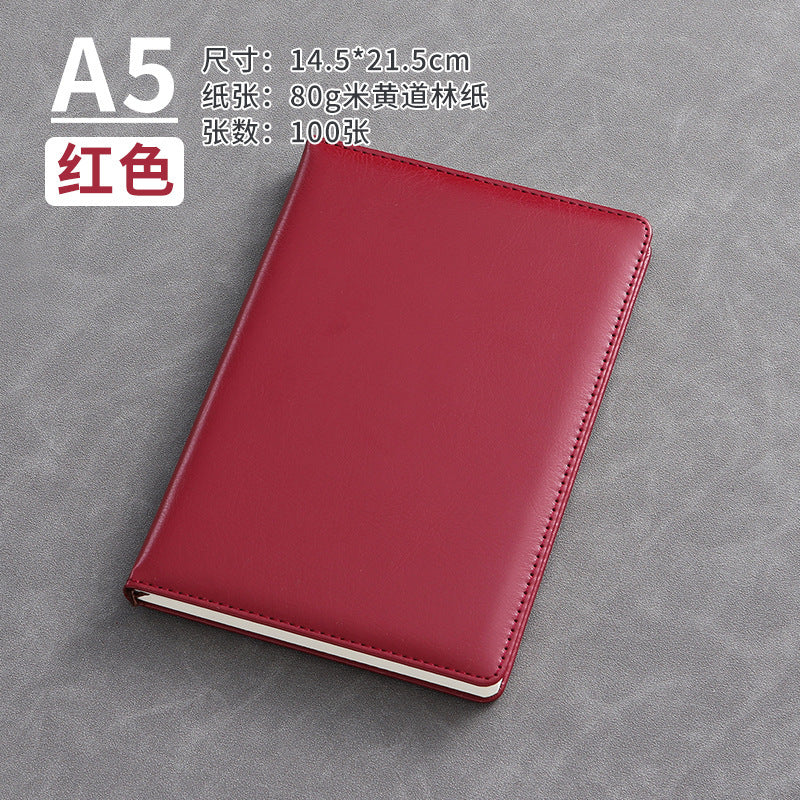A5 business leather meeting notebook custom cover Logo classic pu notepad advertising gift box custom wholesale